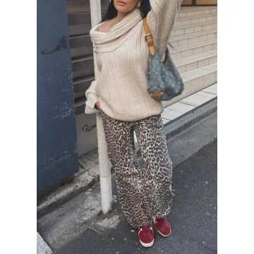 LETSVDO Womens Off Shoulder Pullover Sweaters Knitted Plus Size Dolman Sleeve Casual Oversized Loose Tunic Slouchy Sweaters Apricot