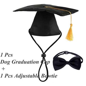 Dog Graduation Cap and Bowtie Collar Set for Pets