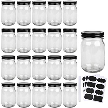 QAPPDA Mason Jars with Lids - 12 oz Glass Jars for Pickles & Kitchen Storage - Set of 20
