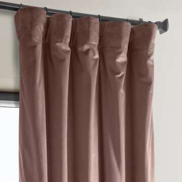 HPD Half Price Drapes Heritage Plush Velvet Curtains 84 Inches Long Room Darkening Curtains for Bedroom & Living Room 50W x 84L, (1 Panel), Wild Rose