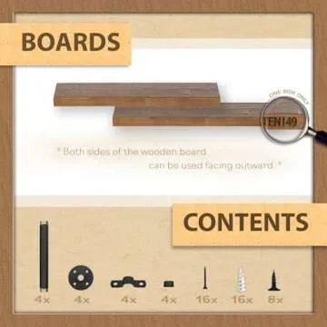 Industrial Pipe Wood Wall Shelf - 24" Espresso Real Wooden Shelving - Modern Interior Decor Floating Shelves w/ Iron Pipe Brackets - Rustic Farmhouse Style Bookshelf by TEN49 - Set of 2