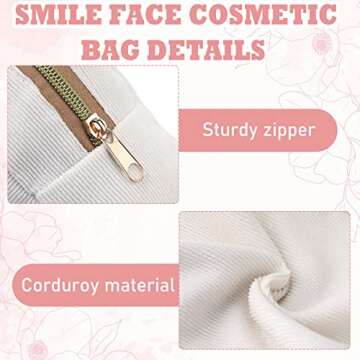 Pinkunn 4 Pcs Preppy Makeup Bags Christmas Chenille Letter Bag Face Skin Hair Stuff Cosmetic Bag Corduroy Makeup Pouch with Zipper Birthday Gifts for Women (Purple, Pink, White, Blue)