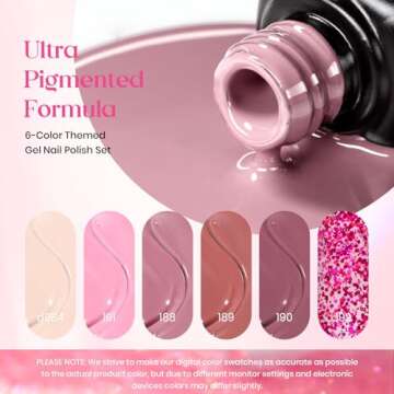 Beetles Gel Nail Polish Set 6 Colors Pink Confetti Collection Classic Nude Pink Glitter Pastel Gel Nail Polish Set Soak Off Uv Led Gel Polish Nail Art Varnish Manicure Kit Gifts for Her