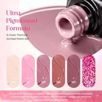 Beetles Gel Nail Polish Set 6 Colors Pink Confetti Collection Classic Nude Pink Glitter Pastel Gel Nail Polish Set Soak Off Uv Led Gel Polish Nail Art Varnish Manicure Kit Gifts for Her