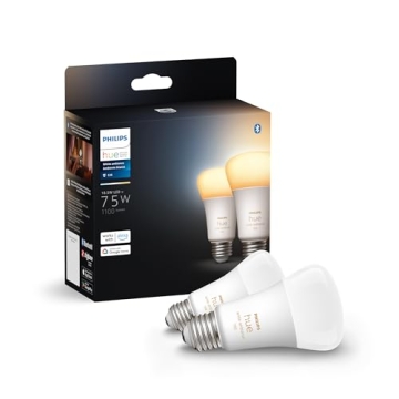 Philips Hue A19 Smart Light Bulbs - Flicker-Free 75w Bulbs with Voice Control