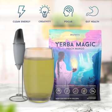 Yerba Mate Instant Tea Powder, 3-in-1 Super Drink - Clean Energy, Brain Fog Buster, and Gut Health P...