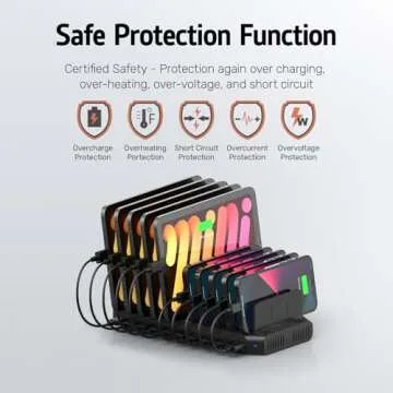 Alxum USB Fast Charging Station with Quick Charge 3.0, 10 Port Charging Stand for Multiple Devices, Compatible with iPad, iPhone, Samsung Galaxy, Black