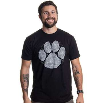 Ann Arbor T-shirt Co. Paw Print Line Art | Artistic Illustration Nature Men WomenDog Cat Cool T-Shir...