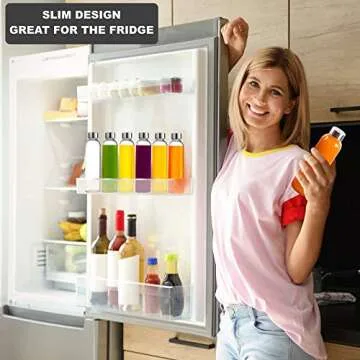 Brieftons Borosilicate Glass Water Bottles With Caps: Clear, 6 Pack, 18 Oz, Heat Resistant, Slim, Easy to Store, Leakproof Lids, Best As Reusable Drinking Bottle, Sauce Jar, Juice Beverage Container