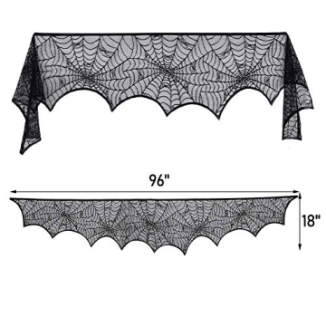 Lulu Home Halloween Black Lace Spider Web Mantle Scarf