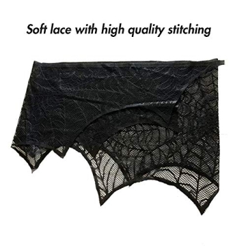 Lulu Home Halloween Black Lace Spider Web Mantle Scarf