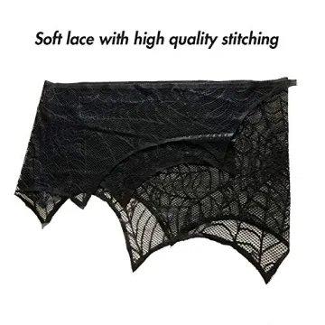 Lulu Home Halloween Black Lace Spider Web Mantle Scarf