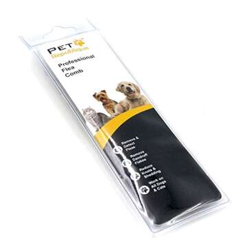 Pet Republique Dog and Cat Flea Comb - Fine and Flexible Pins, Removes Fleas, Mites, Ticks, Dandruff Flakes - Grooming Tool for Most Pets