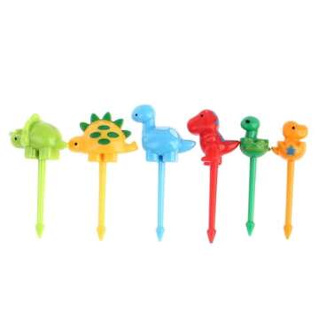 Aibulala 1Set(24pcs) Dinosaur Fruit Fork Animal Food Picks for Kids Mini Animal Cartoon Food Picks Cute Food Fruit Fork Picks for Cake Dessert Cupcake Pastry Party Supply