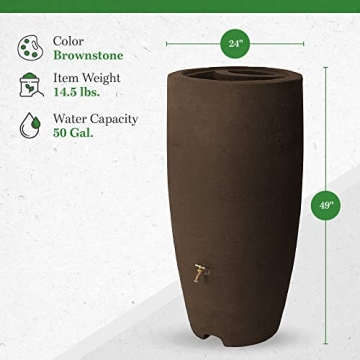 Algreen Athena Rain Barrel 80 Gallon Stylish Garden Accessories