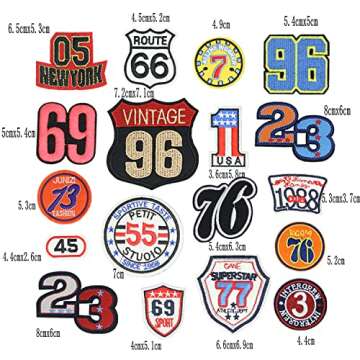 Embroidery Letters Patches Route 66 Sew Iron On Applique Black White Embroidered Patch Badges for DI...
