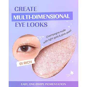 AMTS webtoon True Beauty Makeup liquid glitter eyeshadow, vegan korean eye glitter, shimmer eyeshadow highlighter, kbeauty, kdrama #01 Rich