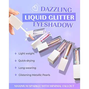 AMTS webtoon True Beauty Makeup liquid glitter eyeshadow, vegan korean eye glitter, shimmer eyeshadow highlighter, kbeauty, kdrama #01 Rich