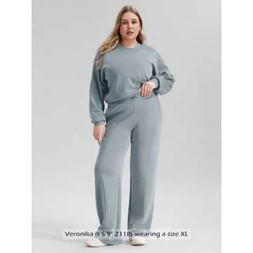 ODODOS Women's Modal Soft Wide Leg Pants with Pockets Adjustable Shockcord High Waist Casual Lounge Pants-31 Inseam, Grey Blue, Small