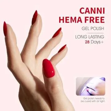 CANNI Red Gel Nail Polish, 1Pcs Red Gel Polish Red Color Nail Polish Gel High Gloss Soak Off U V Gel Nail French Nail Manicure Salon DIY