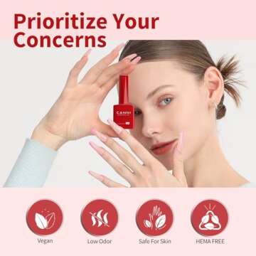 CANNI Red Gel Nail Polish, 1Pcs Red Gel Polish Red Color Nail Polish Gel High Gloss Soak Off U V Gel Nail French Nail Manicure Salon DIY