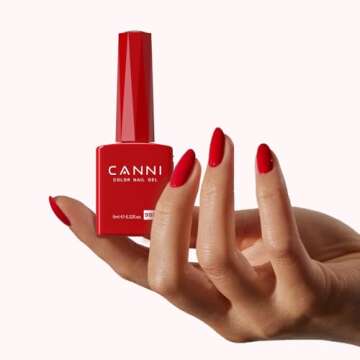 CANNI Red Gel Nail Polish, 1Pcs Red Gel Polish Red Color Nail Polish Gel High Gloss Soak Off U V Gel Nail French Nail Manicure Salon DIY