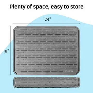 HOTPOP XXL Inches Gray Silicone Dish Drying Mat and Large Trivet - Dishwasher Safe, Heat Resistant, ...