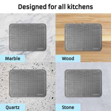 HOTPOP XXL Inches Gray Silicone Dish Drying Mat and Large Trivet - Dishwasher Safe, Heat Resistant, Eco-conscious - Ideal Drip Tray, Mini Fridge Mat, Dish Drainer, Mini Fridge Accessories (24"x18")
