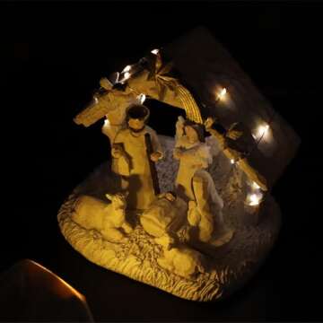 WANCHIY Nativity Set-Nativity Sets & Figures with Manger, Nativity Scene Indoor, Nativity with LED L...