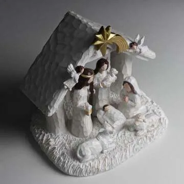 WANCHIY Nativity Set-Nativity Sets & Figures with Manger, Nativity Scene Indoor, Nativity with LED Lights, Christmas Nativity Set, Nativity Scene Set-Christmas Decorations Indoor