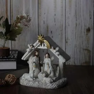 WANCHIY Nativity Set-Nativity Sets & Figures with Manger, Nativity Scene Indoor, Nativity with LED Lights, Christmas Nativity Set, Nativity Scene Set-Christmas Decorations Indoor