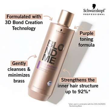 BLONDME Cool Blondes Neutralizing Shampoo – Moisturizing Hair Cleanser with Purple Toning Pigments...