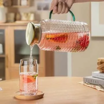 Buaic Vintage Glass Pitcher Set - Elegant & Heat Resistant