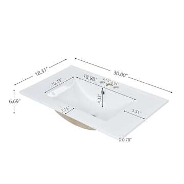 Virubi 30'' Bathroom Vanity with Single Sink Combo, Modern Bathroom Storage Cabinet with 2 Drawers, 1 Pull Down Drawer and 1 Door, Freestanding Bathroom Vanities, Soft Closing, Solid Wood Frame