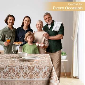 Maison d' Hermine 100% Cotton Table Cover - 60"x108" Rectangle Decorative Tablecloth - Washable Tablecloths for Dining, Home, Farmhouse & Party - Ideal for Thanksgiving & Christmas - Allure Collection