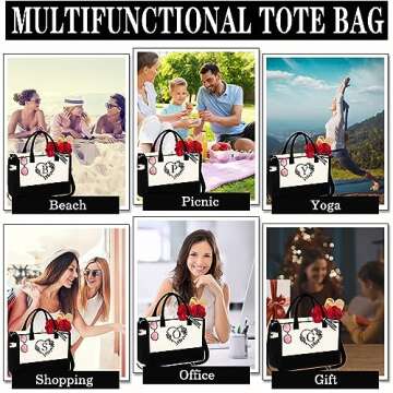 YOOLIFE Personalized Birthday Gifts for Women - Monogram Travel Canvas Initial Beach Tote Bag with Zipper Women Her