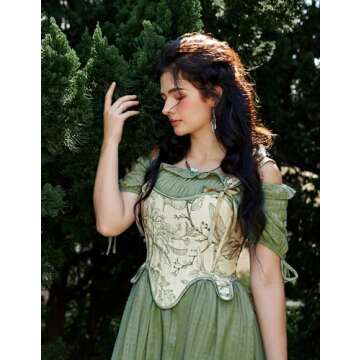 Scarlet Darkness Women Renaissance Floral Corset Tops Vintage Lace Up Boned Bustier Summer Corset Gr...