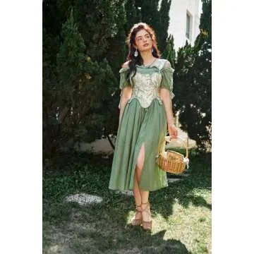 Scarlet Darkness Women Renaissance Floral Corset Tops Vintage Lace Up Boned Bustier Summer Corset Green Floral Size 6