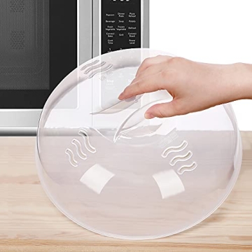 Microwave Splatter Cover for Food Large Microwave Plate Food Cover With Easy Grip Handle Anti-Splatt...