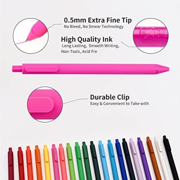 Retractable Gel Pens 20 Assorted Colors for Creativity