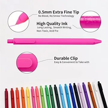 Retractable Gel Pens 20 Assorted Colors for Creativity