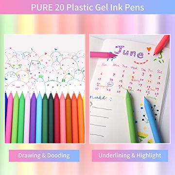 Retractable Gel Pens 20 Assorted Colors for Creativity