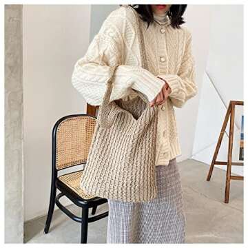 Aesthetic Hobo Bag Cottagecore Aesthetic Tote Bag Fairy Grunge Hobo Bags Cottagecore Bag Fairycore Hobo Bag (Beige) One Size