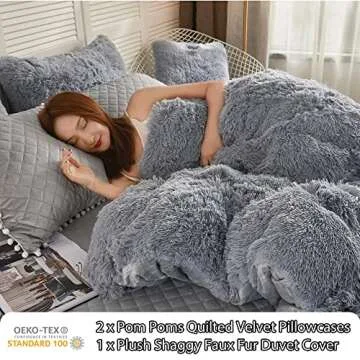 LIFEREVO Luxury Plush Shaggy Duvet Cover Set Stylish Comfort