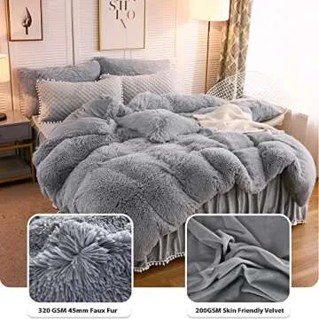 LIFEREVO Luxury Plush Shaggy Duvet Cover Set Stylish Comfort