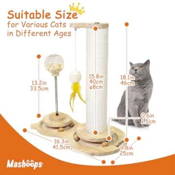 MASHOOPS Cats Scratching Post Cat Scratcher with Treat Dispenser Toy, 4-in-1 Scratching Posts for In...