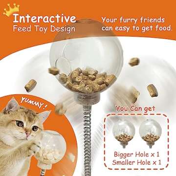 MASHOOPS Cats Scratching Post Cat Scratcher with Treat Dispenser Toy, 4-in-1 Scratching Posts for Indoor Cats with Wooden Ball Track, Interactive Cat Toys