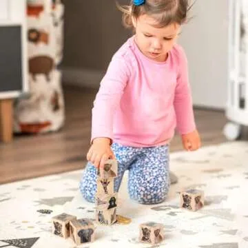 Fjoron 6 PCS Animal Nursery Decor for Girls and Boys Wooden Watercolor Shelf Decor Bedroom Playroom Gifts Woodland Table Decor (Safari Animal)