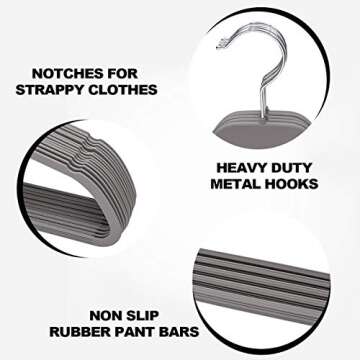 ELONG HOME Non-Slip Rubberized Hangers - 30 Pack for All Clothes