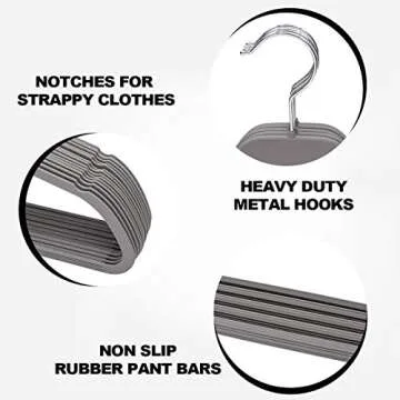 ELONG HOME Non-Slip Rubberized Hangers - 30 Pack for All Clothes